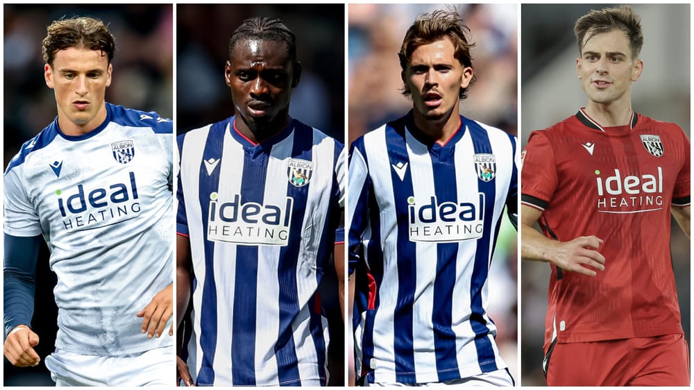 (L-R) Barney Stewart, Ousmane Diakite, Isaac Price and Jayson Molumby of West Bromwich Albion