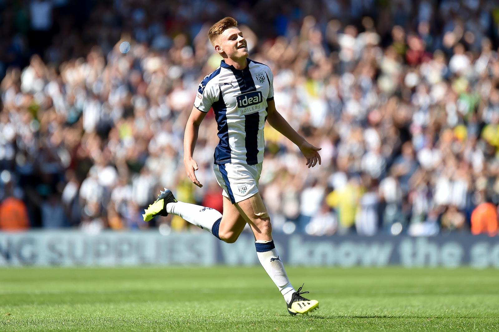 West Bromwich Albion midfielder (On loan from Leicester City) Harvey Barnes  scores a goal and celebrates 1-1 during the EFL Sky Bet Championship match between West Bromwich Albion and Bolton Wanderers at The Hawthorns, West Bromwich, England on 4 August 2018. Picture by Dennis Goodwin.