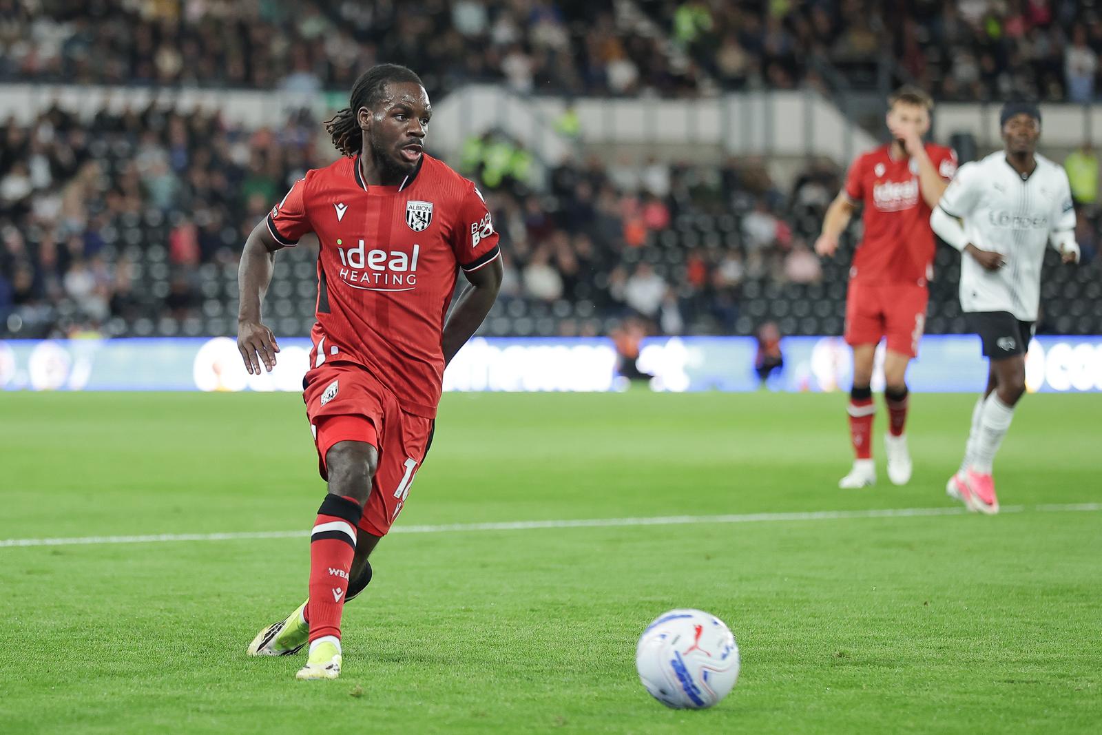 Brayann Pereira of West Bromwich Albion during the EFL Sky Bet Championship match between Derby County and West Bromwich Albion at the Pride Park, Derby, UK on 9 September 2026.