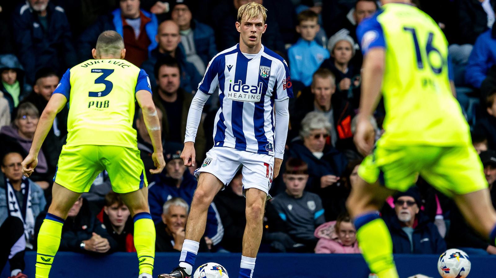 West Bromwich Albion midfielder Toby Collyer (13) during the EFL Sky Bet Championship match between West Bromwich Albion and Preston North End at The Hawthorns, West Bromwich, England on 18 October 2025.