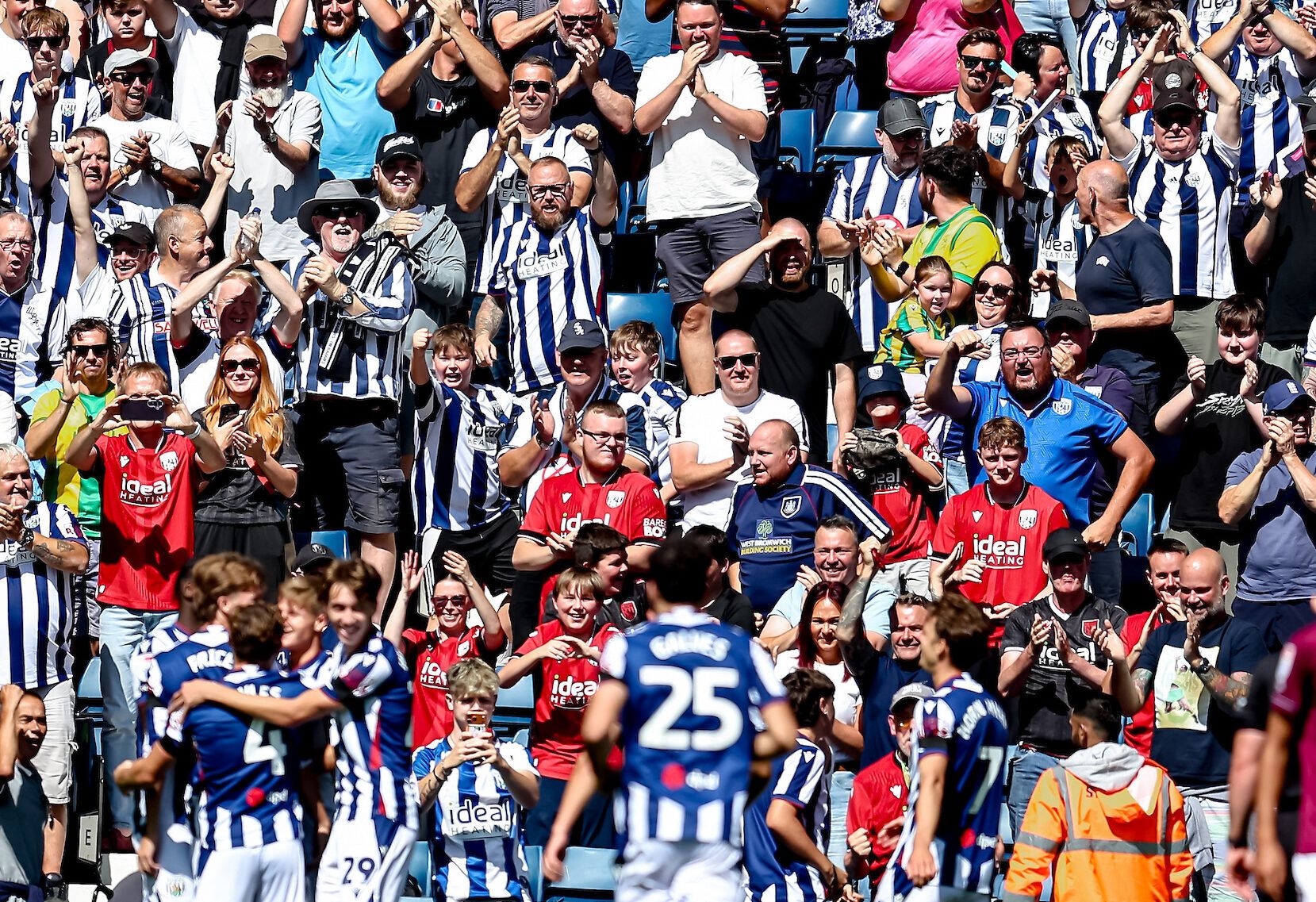 GOAL scores 2-1 West Bromwich Albion midfielder Isaac Price (21) scores and celebrates in front of fans during the EFL Sky Bet Championship match between West Bromwich Albion and Burnley at The Hawthorns, West Bromwich, UK on 23 August 2026.